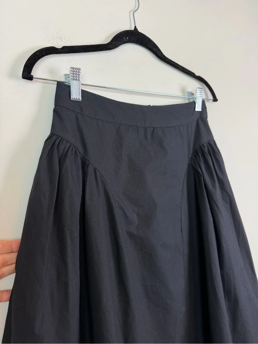 Free People Katia Maxi Skirt in Black Cotton Poplin Size 0